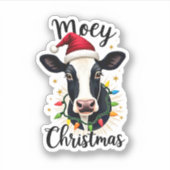 Mooey Christmas Santa Christmas Lights Cow Lovers  Aufkleber (Vorderseite)