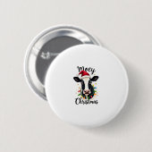 Mooey Christmas Santa Christmas Lights Cow Lovers Button (Vorne & Hinten)