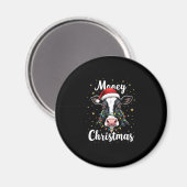 Mooey Christmas Santa Christmas Lights Cow Lovers Magnet (Vorderseite/Rückseite)