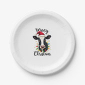 Mooey Christmas Santa Christmas Lights Cow Lovers  Pappteller (Vorderseite)