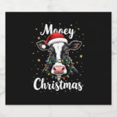 Mooey Christmas Santa Christmas Lights Cow Lovers Schaumweinetikett (Einzelnes Label)