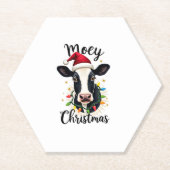 Mooey Christmas Santa Christmas Lights Cow Lovers Untersetzer (Vorderseite)
