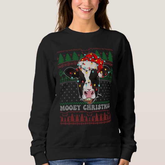 Mooey Christmas Ugly Cow Santa Heifer Christmas Fa Sweatshirt (Vorderseite)