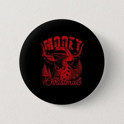 Mooey Christmas Western Heifer Highland Cow Santa  Button (Vorderseite)