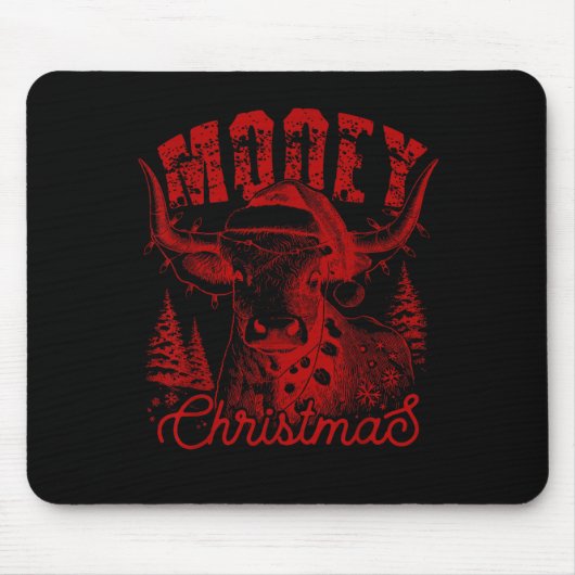 Mooey Christmas Western Heifer Highland Cow Santa Mousepad (Vorne)