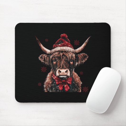 Mooey Christmas Western Highland Cow Lover Santa H Mousepad (Mit Mouse)