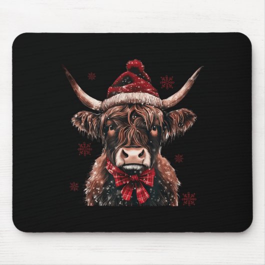 Mooey Christmas Western Highland Cow Lover Santa H Mousepad (Vorne)