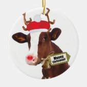 Mooey frohe Weihnacht-Ren-Kuh Keramikornament (Vorne)