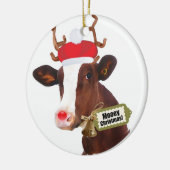 Mooey frohe Weihnacht-Ren-Kuh Keramikornament (Links)