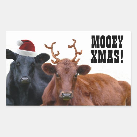 Mooey Frohe Weihnachtskühe Stickers (Vorderseite)