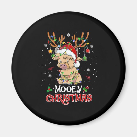 Mooey Highland Cow Christmas Magnet (Vorne)