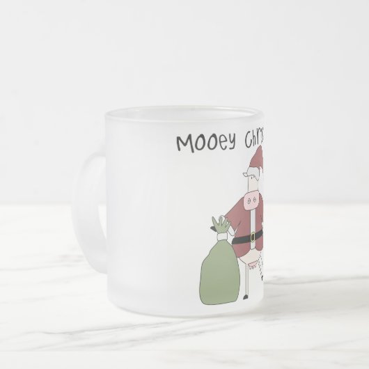 Mooey Kuh-Weihnachtst-shirts und -geschenke Mattglastasse (Vorderseite Links)