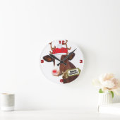 Mooey Merry Christmas Reindeer Cow Runde Wanduhr (Zuhause)