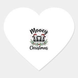 Mooey Weihnachten Kuh Vintage Gravur Shirt Design Herz-Aufkleber
