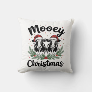 Mooey Weihnachten Kuh Vintage Gravur Shirt Design Kissen