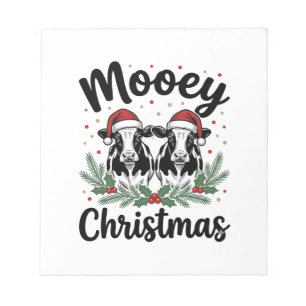 Mooey Weihnachten Kuh Vintage Gravur Shirt Design Notizblock