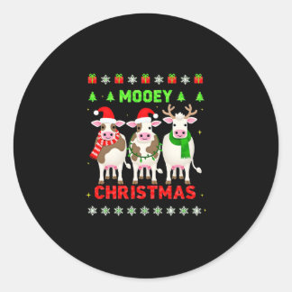 Mooey Weihnachten Kuh Weihnachten hässlicher Sweat Runder Aufkleber