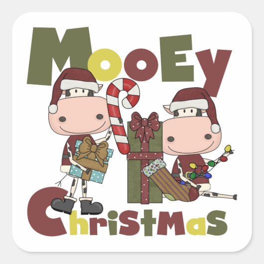 Mooey Weihnachten Quadratischer Aufkleber (Vorderseite)