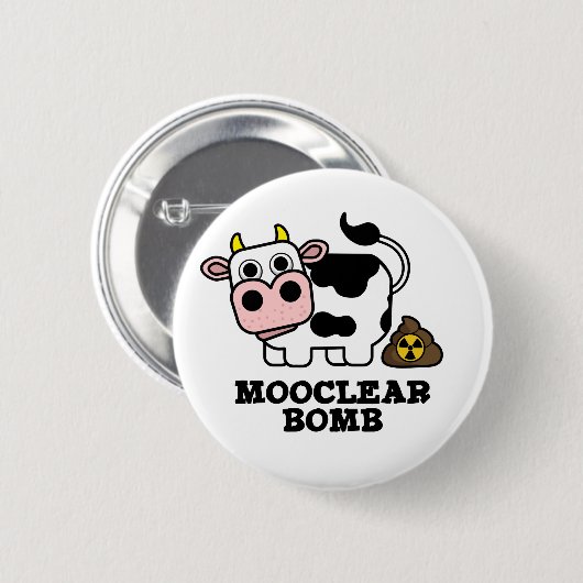 Mooklear Bomb Funny Cow Puff Button (Vorne & Hinten)