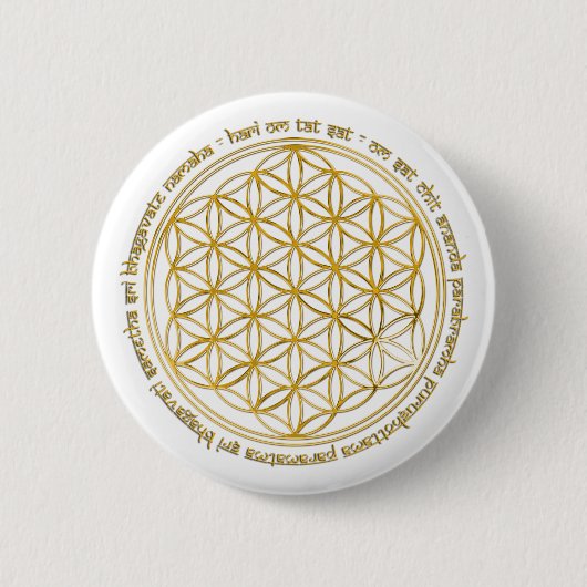 Moola mantra / Blume des Lebens Button (Vorderseite)