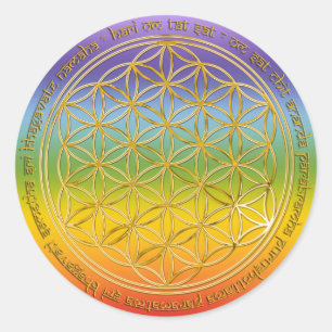 Moola Mantra / Blume Des Lebens / chakren colour Runder Aufkleber
