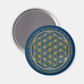 Moola Mantra / Blume des Lebens | dunkelblau Magnet (Vorderseite/Rückseite)