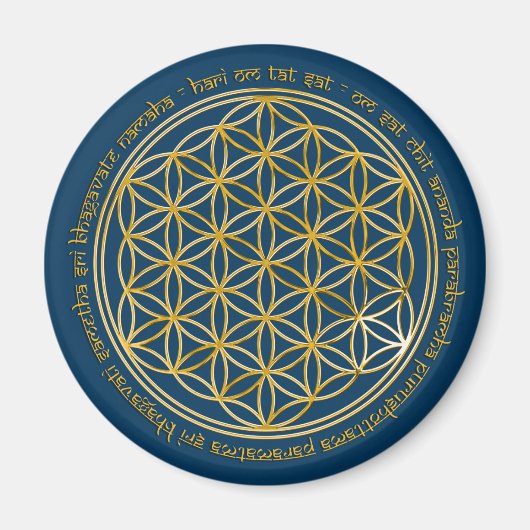Moola Mantra / Blume des Lebens | dunkelblau Magnet (Vorne)