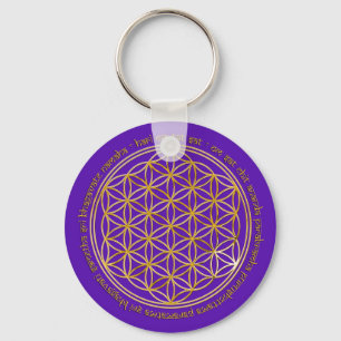 Moola Mantra / Blume des Lebens violett Schlüsselanhänger