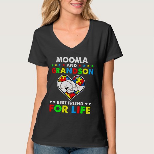 Mooma And Grandson Best Friend For Life Autism Awa T-Shirt (Vorderseite)