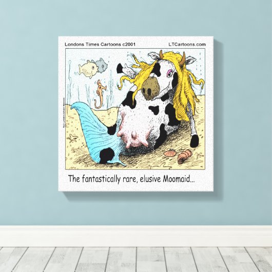Moomaid Funny 1/2 Mermaid 1/2 Kuh Canvas Print Leinwanddruck (Insitu (Holzboden))