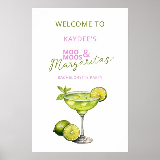MooMoos & Margaritas Bachelorette Welcome Sign Poster (Vorne)