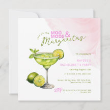 MooMoos & Margaritas Pink Bachelorette Invitation