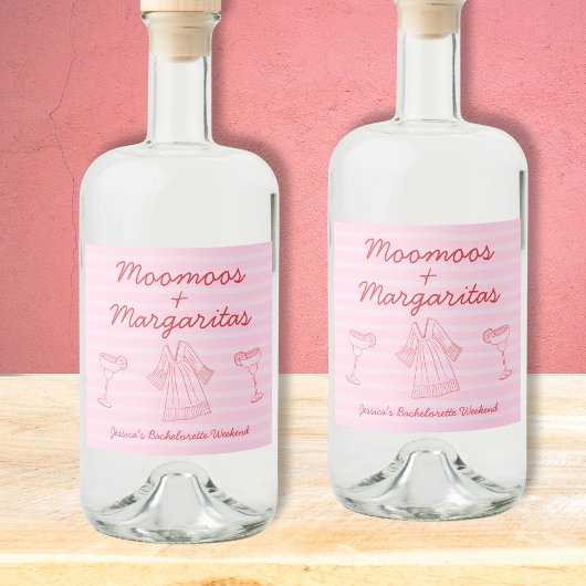 Moomoos & Margaritas Pink & Red Bachelorette Alkoholflaschenetikett