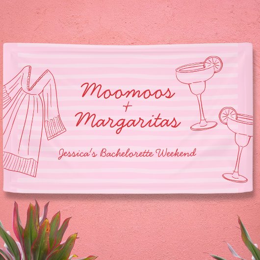 Moomoos & Margaritas Pink & Red Bachelorette Banner