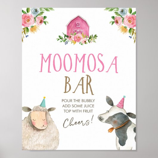 Moomosa Bar Mimosa Farm Animals Barnyard Geburtsta Poster (Vorne)