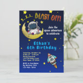 Moon Adventure Geburtstagsparty Einladung (Stehend Vorderseite)