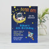 Moon Adventure Geburtstagsparty Einladung (Stehend Vorderseite)