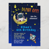 Moon Adventure Geburtstagsparty Einladung (Vorne/Hinten)