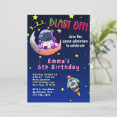 Moon Adventure (Mädchen) Geburtstagsparty Einladun Einladung (Stehend Vorderseite)