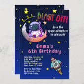 Moon Adventure (Mädchen) Geburtstagsparty Einladun Einladung (Vorne/Hinten)
