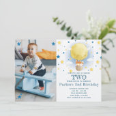 Moon Air Ballon Foto Geburtstag Einladung (Stehend Vorderseite)