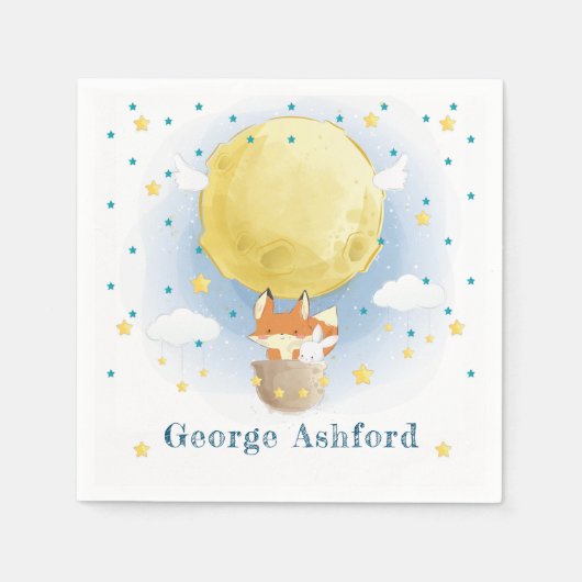 Moon Air Ballon Personalisiert Serviette (Vorderseite)