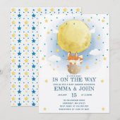 Moon Air Balloon Babydusche Einladung (Vorne/Hinten)
