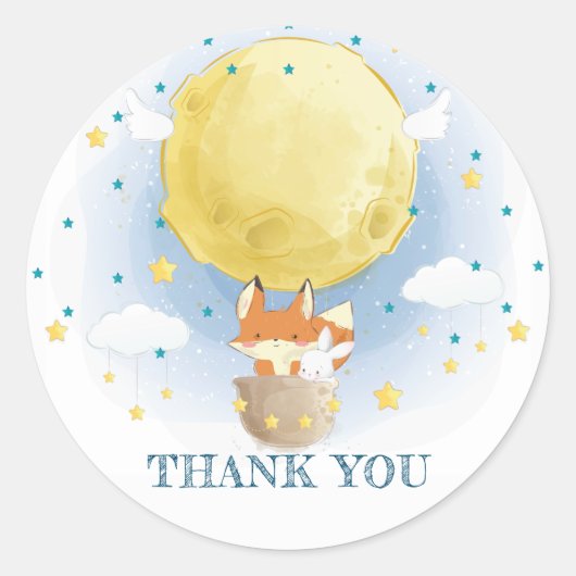 Moon Air Balloon Danke Runder Aufkleber (Vorderseite)