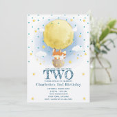 Moon Air Balloon Stars Glitzer Geburtstag Einladung (Stehend Vorderseite)