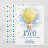 Moon Air Balloon Stars Glitzer Geburtstag Einladung (Vorne/Hinten)