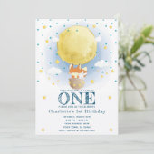 Moon Air Balloon Stars Glitzer Geburtstag Einladung (Stehend Vorderseite)