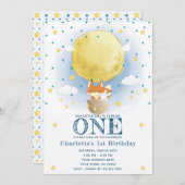 Moon Air Balloon Stars Glitzer Geburtstag Einladung (Vorne/Hinten)
