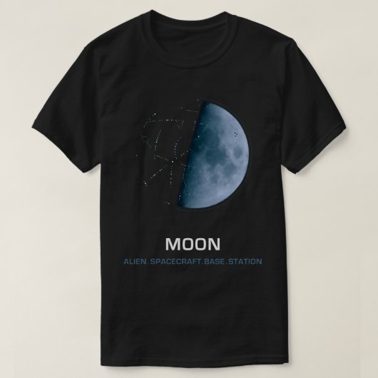 Moon Alien Spacecraft (blue moon) T-Shirt (Design vorne)