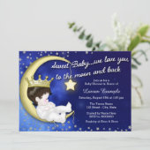 Moon and Back Baby Dusche Einladung (Stehend Vorderseite)